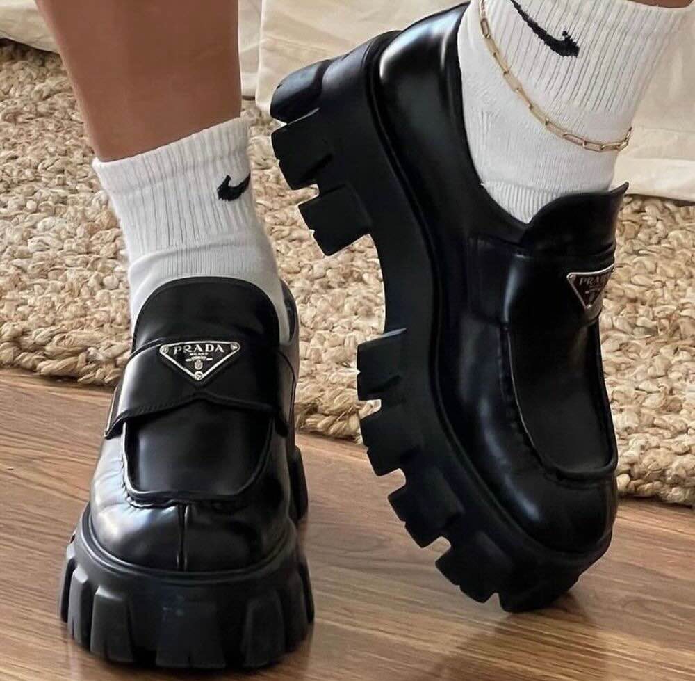 Prada Monolith Brushed Leather Loafers