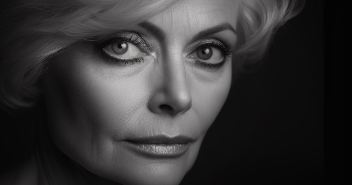 Over 40 woman with beautifully done winged eyeliner