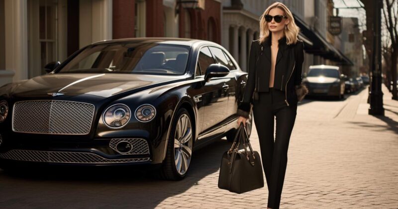 envision a sophisticated woman over 40, gracefully poised, showcasing the versatility of leggings paired with a chic dress, elegant and polished style