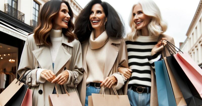 three over 40 people are holding shopping bags and smiling