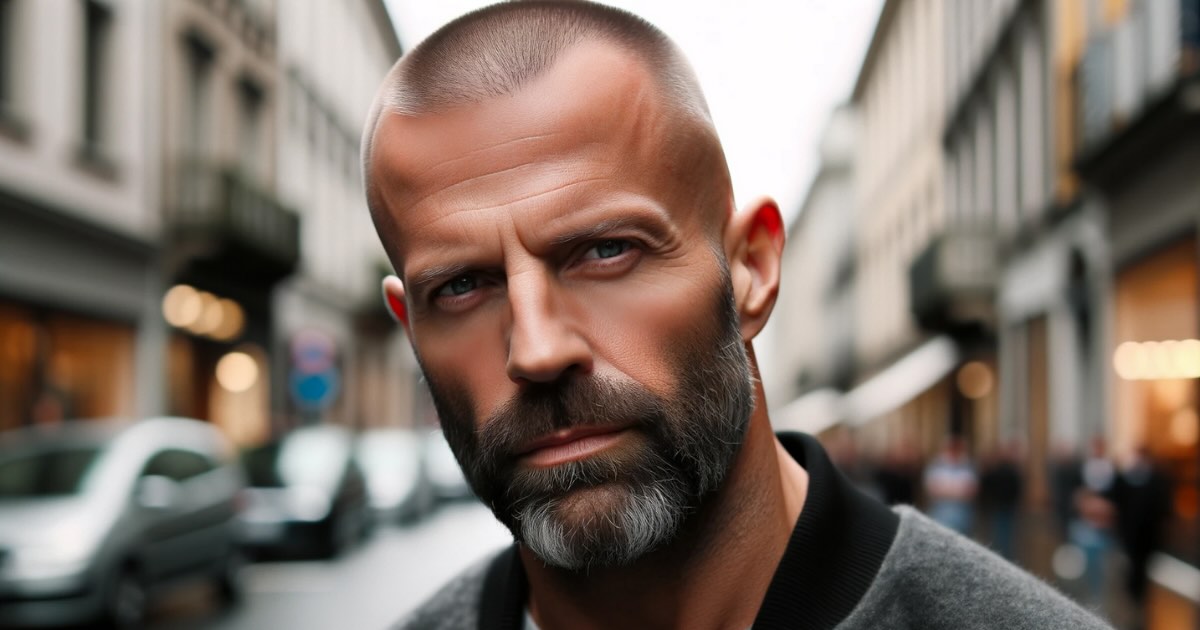 A bold man sporting the buzz cut