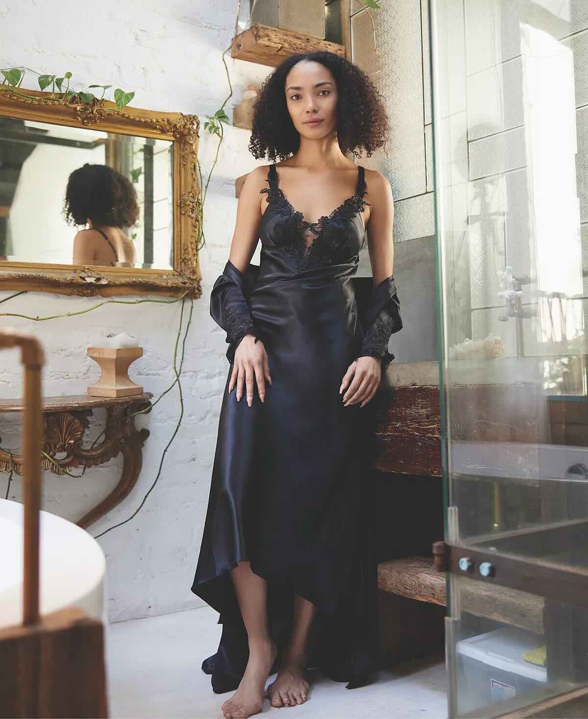 Flora by Flora Nikrooz Stella Satin Venise Trim Lingerie Nightgown