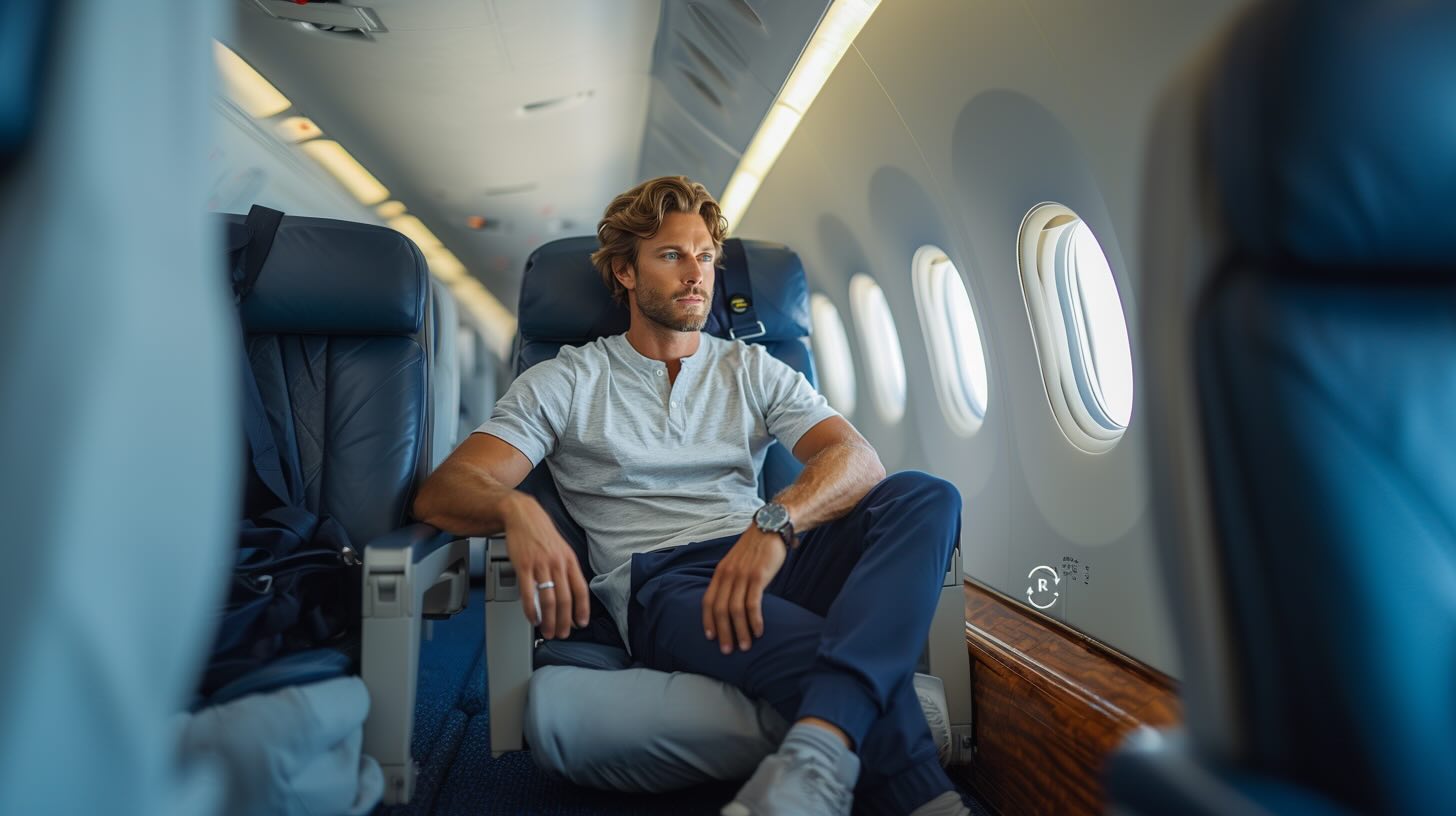 A Man Seated on a Plane
