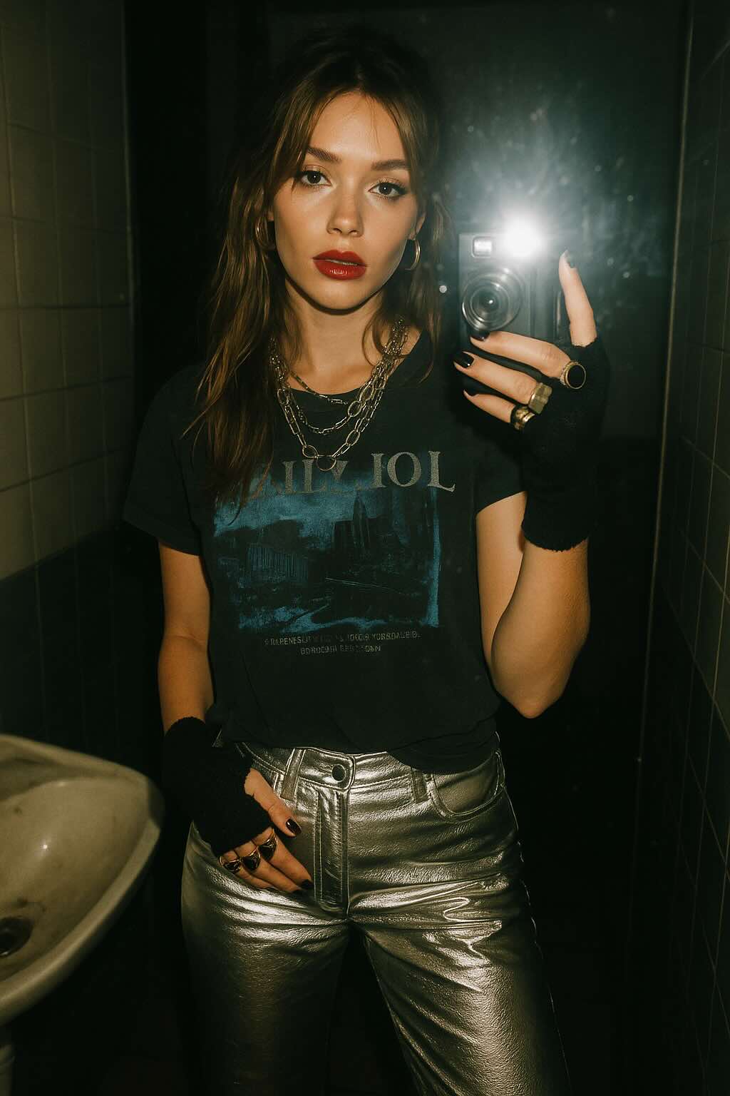 Bathroom Mirror Flash Aesthetic