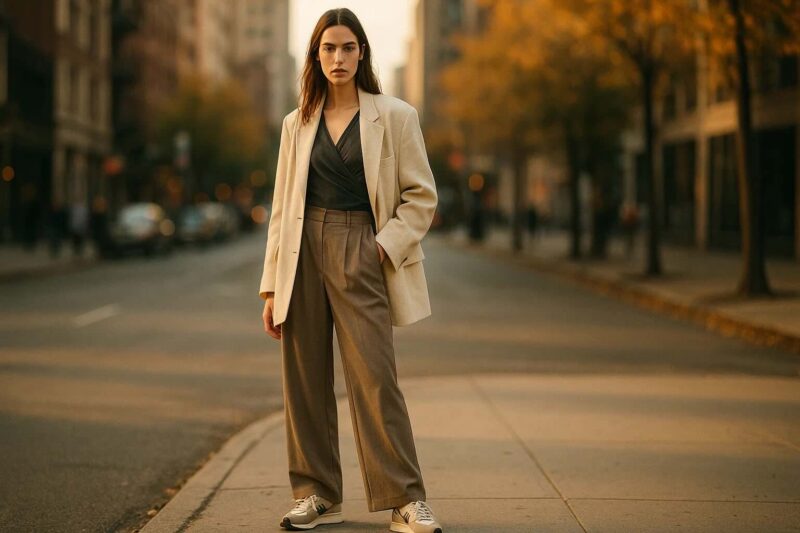 Crossover Tank and Blazer Outfit Athleisure Style for Summer to Fall