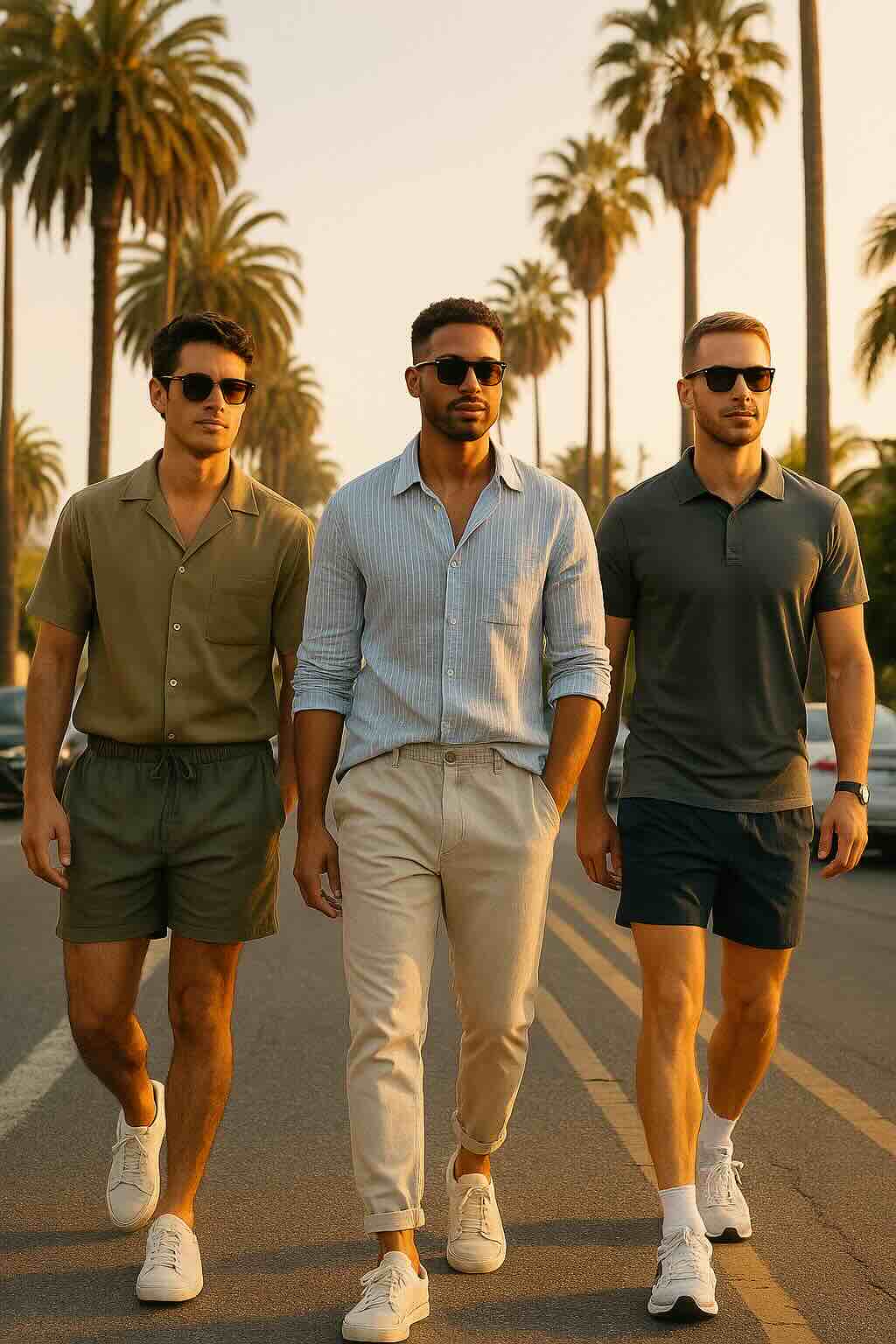 For Men Open Collar Shirt Seersucker Tech Polo