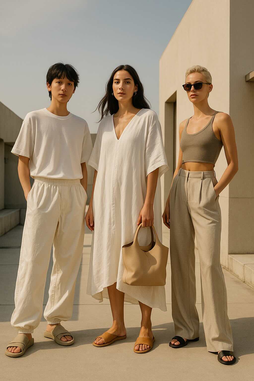 Gender Neutral Looks Oversized Tee Linen Kaftan