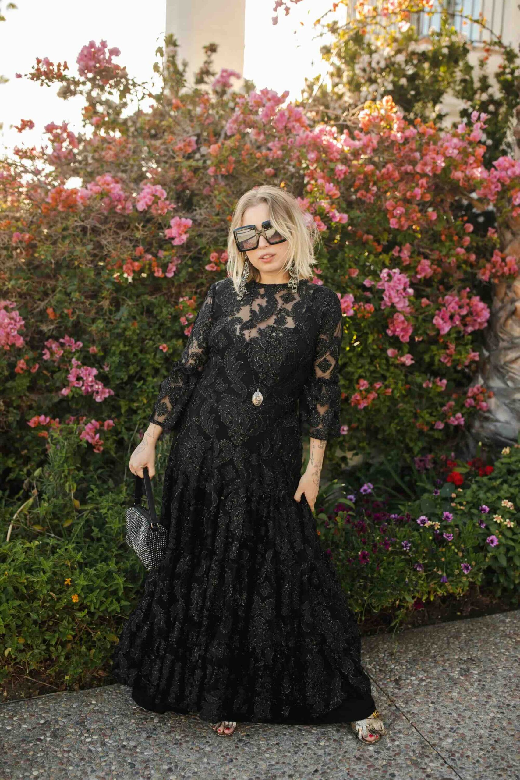 Gothic-Inspired Lace Midi Dress