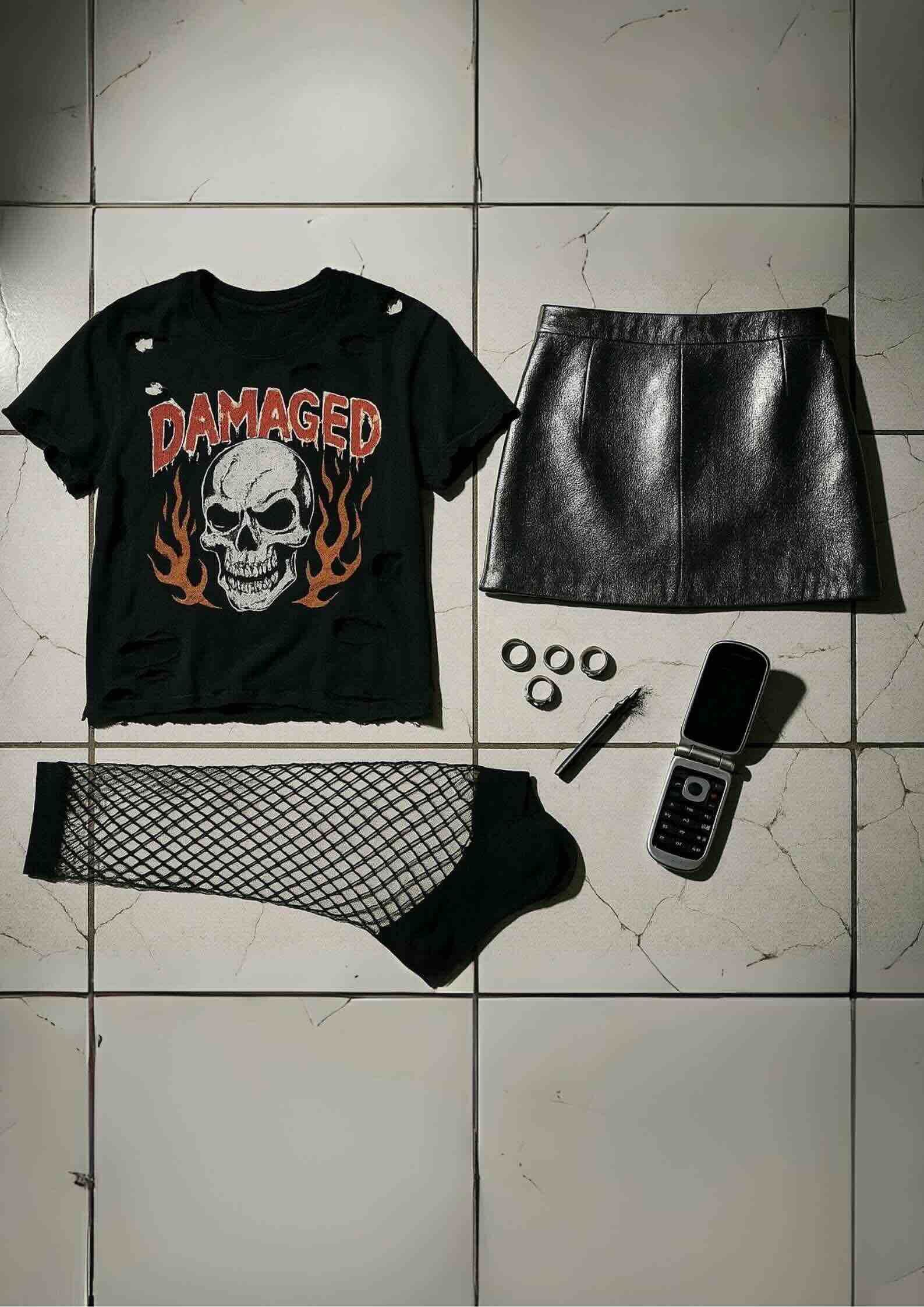 Grunge Girl Flat Lay - 1