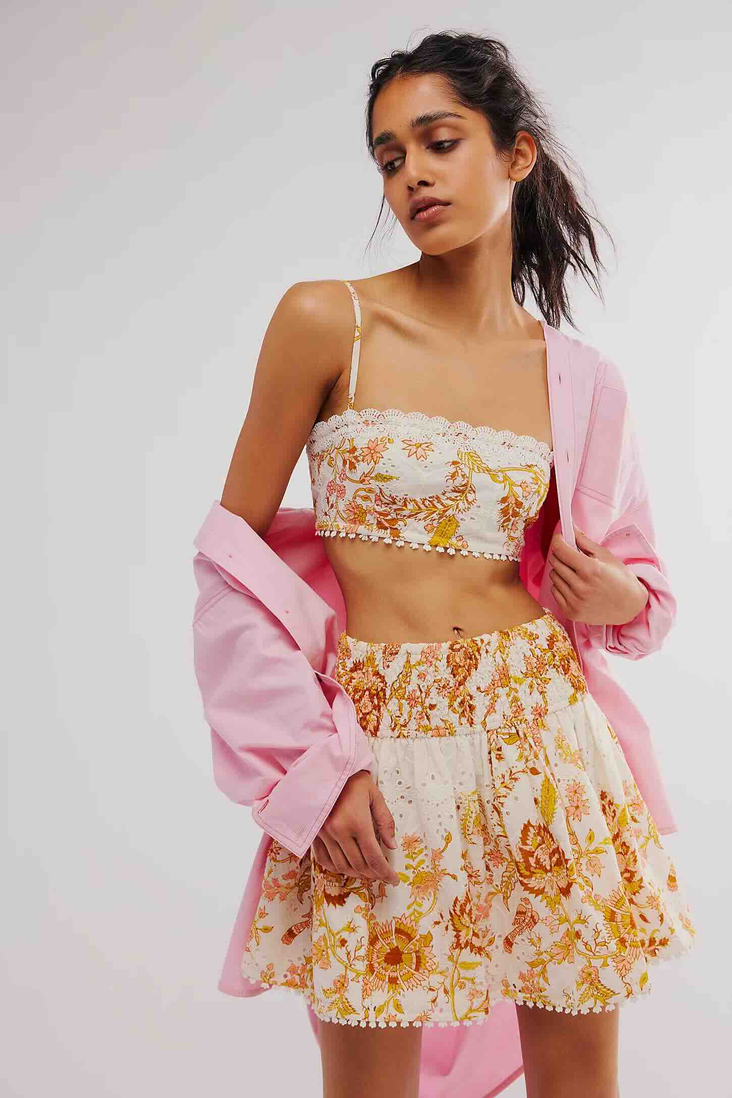 Free People Eyelet Top & Skirt Set