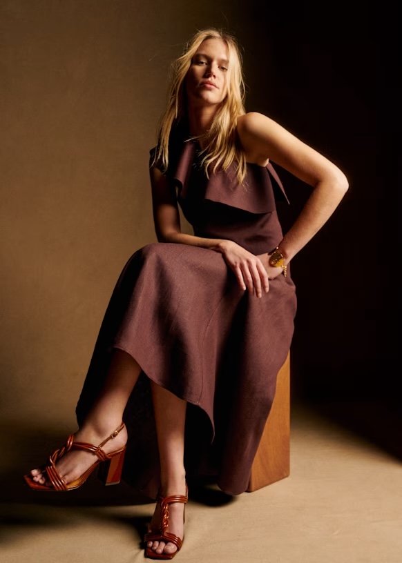 Wrap Linen Midi Dress