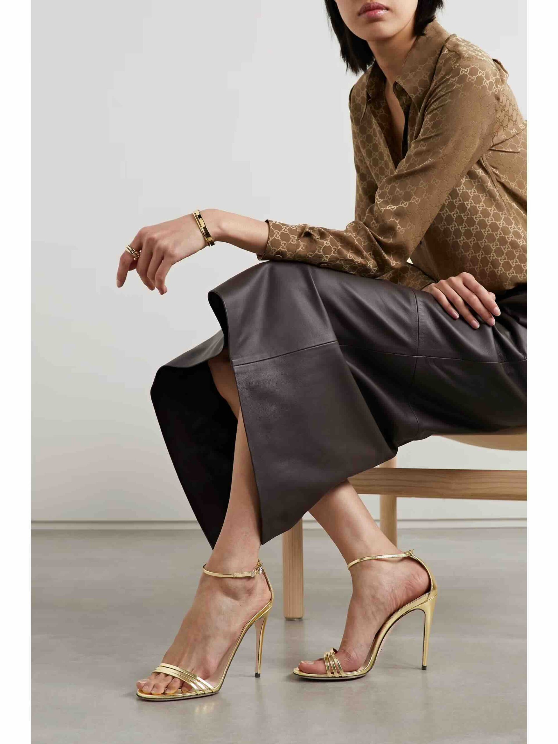 Gucci – 110mm Metallic Leather Sandals