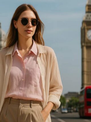 London Heatwave Style Sheer Layers and Pastel Shirts