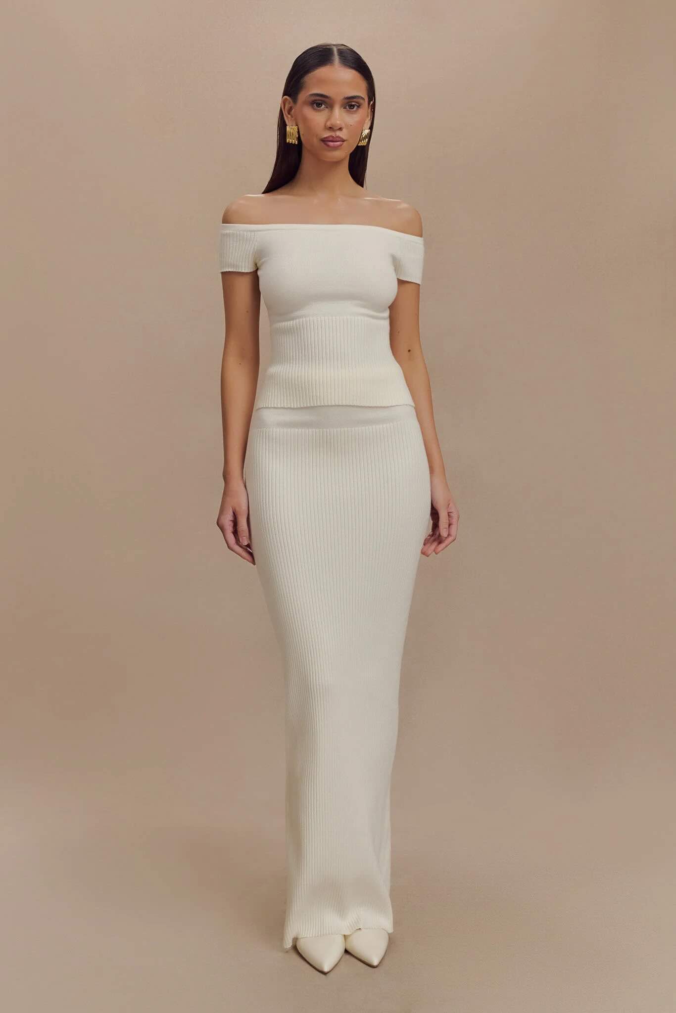 Mauve Ribbed Knit Maxi Dress